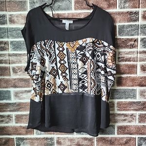 Geo print Semi Sheer crop top